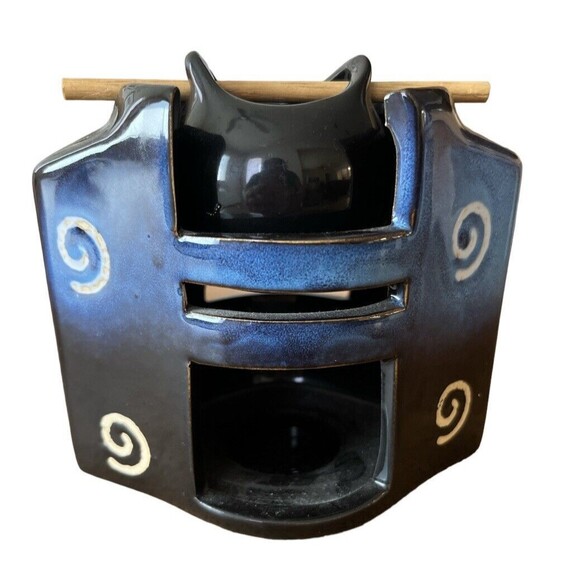 Scented Oil Wax Warmer‎ Diffuser Oriental Design Handmade Pottery Hanging Pot - Picture 1 of 8